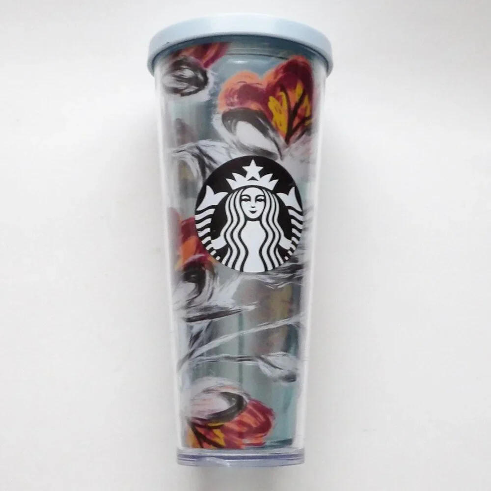 Starbucks Bundle of 2 Large Venti Tumblers 24 oz. No Straws 2019 Peony 2020 Wave